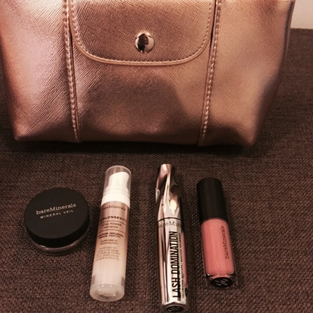 Bareminerals Rosegold Makeup Bag and Minis Set